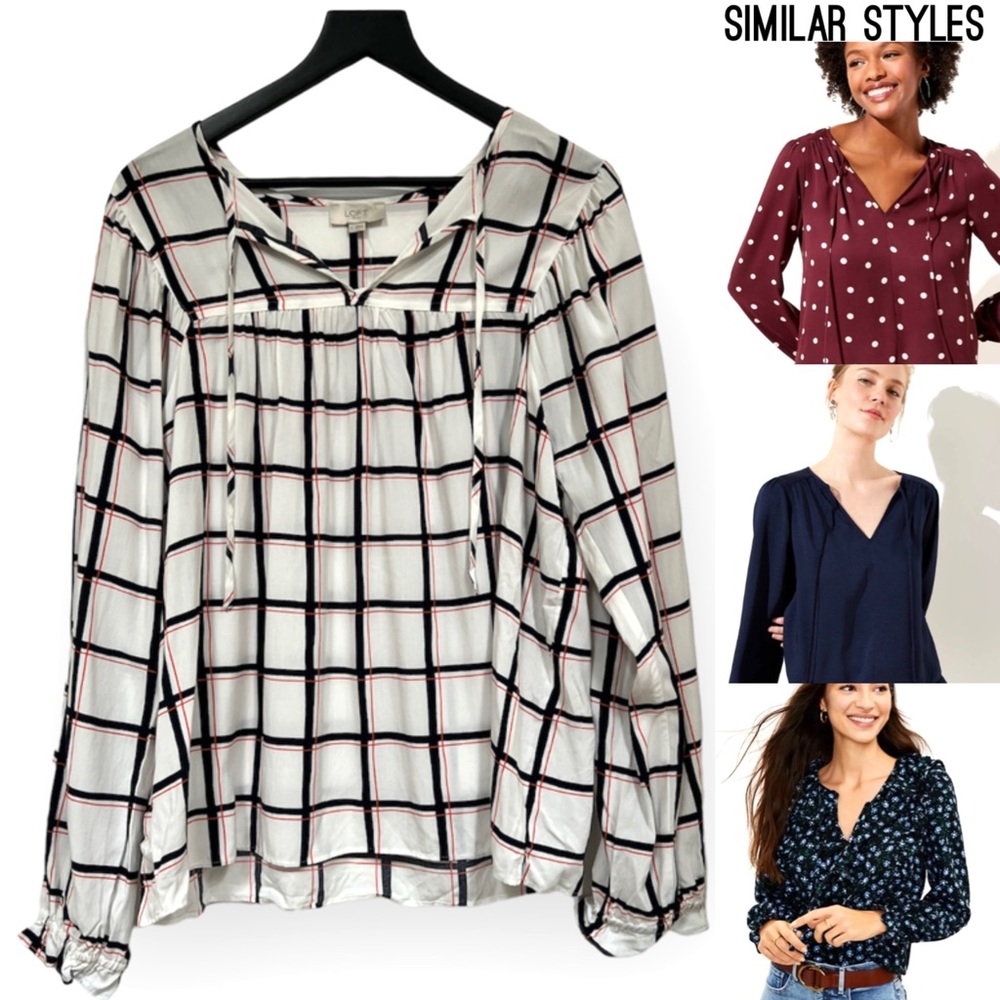 ⭐️Loft outlet lightweight long sleeve tie neck, top